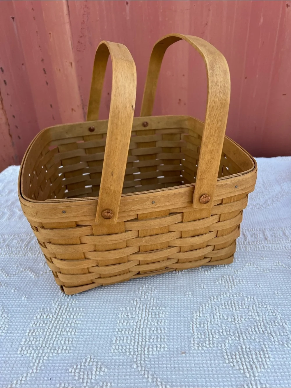 Longaberger 2004 Handwoven Wooden Market Basket - Natural Honey Brown